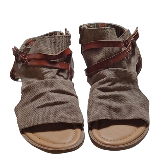 Kids, Blowfish Brown Comfort Sandals with Two-Strap Design With Side Zipper - Picture 1 of 6